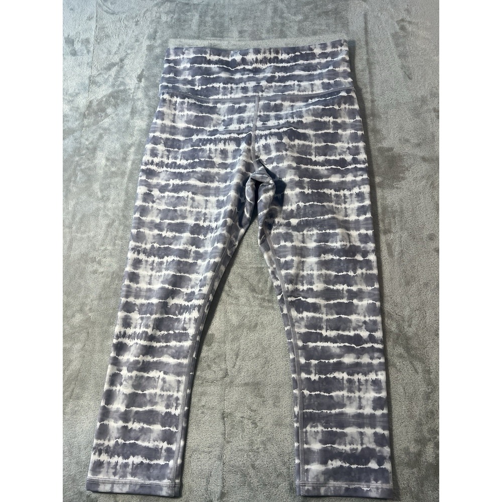 Athleta Leggings Women's M Gray White Tie Dye Yoga Pants Elation Printed Capri